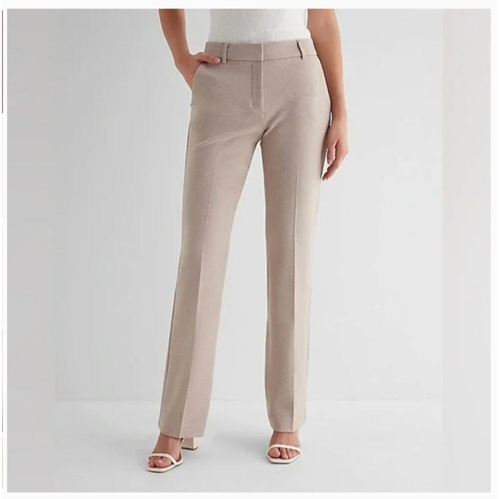 NWT Express Editor Boot Mid Rise Beige Khaki Neutral Work Office Pants Size 8